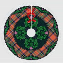 ScotsTee Shop Scottish Stewart Royal Ancient Clan Scottish Thistle Flower Round Leaf Tartan Christmas Tree Skirt