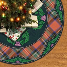 ScotsTee Shop Scottish Stewart Royal Ancient Clan Scottish Thistle Flower Round Leaf Tartan Christmas Tree Skirt
