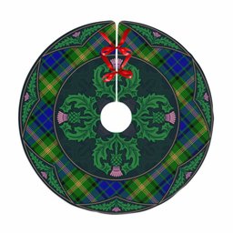 ScotsTee Shop Scottish Maitland Clan Scottish Thistle Flower Round Leaf Tartan Christmas Tree Skirt