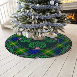 ScotsTee Shop Scottish Maitland Clan Scottish Thistle Flower Round Leaf Tartan Christmas Tree Skirt