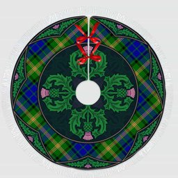 ScotsTee Shop Scottish Maitland Clan Scottish Thistle Flower Round Leaf Tartan Christmas Tree Skirt