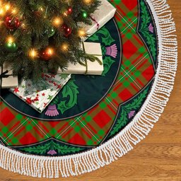 ScotsTee Shop Scottish MacGregor Modern Clan Scottish Thistle Flower Round Leaf Tartan Christmas Tree Skirt