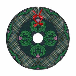 ScotsTee Shop Scottish Scott Green Ancient Clan Scottish Thistle Flower Round Leaf Tartan Christmas Tree Skirt