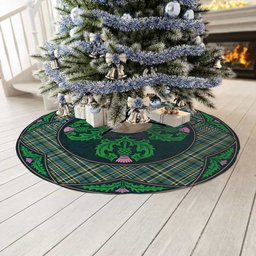 ScotsTee Shop Scottish Scott Green Ancient Clan Scottish Thistle Flower Round Leaf Tartan Christmas Tree Skirt