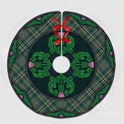 ScotsTee Shop Scottish Scott Green Ancient Clan Scottish Thistle Flower Round Leaf Tartan Christmas Tree Skirt