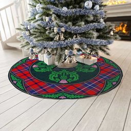 ScotsTee Shop Scottish Wishart Dress Clan Scottish Thistle Flower Round Leaf Tartan Christmas Tree Skirt