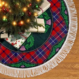 ScotsTee Shop Scottish Wishart Dress Clan Scottish Thistle Flower Round Leaf Tartan Christmas Tree Skirt