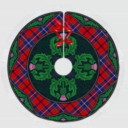 ScotsTee Shop Scottish Wishart Dress Clan Scottish Thistle Flower Round Leaf Tartan Christmas Tree Skirt