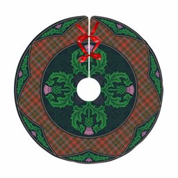 ScotsTee Shop Scottish MacKintosh Hunting Weathered Clan Scottish Thistle Flower Round Leaf Tartan Christmas Tree Skirt