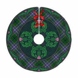 ScotsTee Shop Scottish Wishart Hunting Modern Clan Scottish Thistle Flower Round Leaf Tartan Christmas Tree Skirt