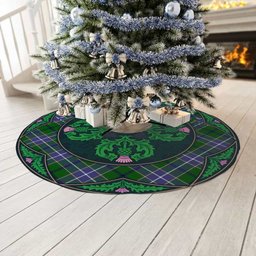 ScotsTee Shop Scottish Wishart Hunting Modern Clan Scottish Thistle Flower Round Leaf Tartan Christmas Tree Skirt