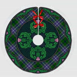 ScotsTee Shop Scottish Wishart Hunting Modern Clan Scottish Thistle Flower Round Leaf Tartan Christmas Tree Skirt