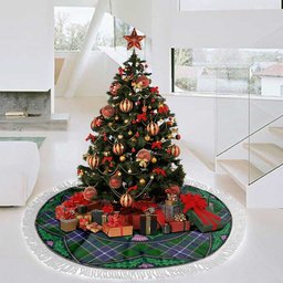 ScotsTee Shop Scottish Wishart Hunting Modern Clan Scottish Thistle Flower Round Leaf Tartan Christmas Tree Skirt