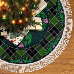ScotsTee Shop Scottish Webster Clan Scottish Thistle Flower Round Leaf Tartan Christmas Tree Skirt