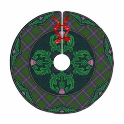 ScotsTee Shop Scottish Strange of Balkaskie Clan Scottish Thistle Flower Round Leaf Tartan Christmas Tree Skirt