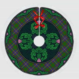ScotsTee Shop Scottish Strange of Balkaskie Clan Scottish Thistle Flower Round Leaf Tartan Christmas Tree Skirt