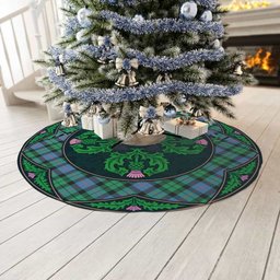 ScotsTee Shop Scottish Morrison Ancient Clan Scottish Thistle Flower Round Leaf Tartan Christmas Tree Skirt