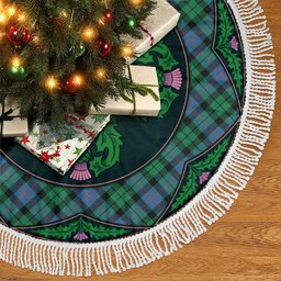 ScotsTee Shop Scottish Morrison Ancient Clan Scottish Thistle Flower Round Leaf Tartan Christmas Tree Skirt