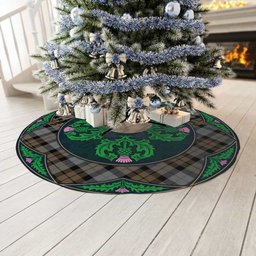 ScotsTee Shop Scottish MacKay Weathered Clan Scottish Thistle Flower Round Leaf Tartan Christmas Tree Skirt