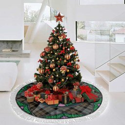 ScotsTee Shop Scottish MacKay Weathered Clan Scottish Thistle Flower Round Leaf Tartan Christmas Tree Skirt