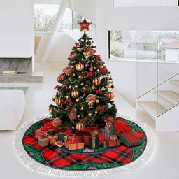 ScotsTee Shop Scottish Ramsay Modern Clan Scottish Thistle Flower Round Leaf Tartan Christmas Tree Skirt