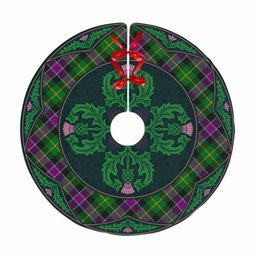 ScotsTee Shop Scottish Selkirk Clan Scottish Thistle Flower Round Leaf Tartan Christmas Tree Skirt