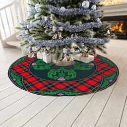ScotsTee Shop Scottish Ruthven Modern Clan Scottish Thistle Flower Round Leaf Tartan Christmas Tree Skirt