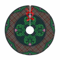 ScotsTee Shop Scottish Nicolson Hunting Weathered Clan Scottish Thistle Flower Round Leaf Tartan Christmas Tree Skirt