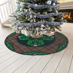 ScotsTee Shop Scottish Nicolson Hunting Weathered Clan Scottish Thistle Flower Round Leaf Tartan Christmas Tree Skirt