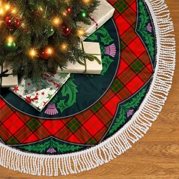 ScotsTee Shop Scottish Maxwell Modern Clan Scottish Thistle Flower Round Leaf Tartan Christmas Tree Skirt