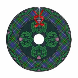 ScotsTee Shop Scottish Turnbull Hunting Clan Scottish Thistle Flower Round Leaf Tartan Christmas Tree Skirt