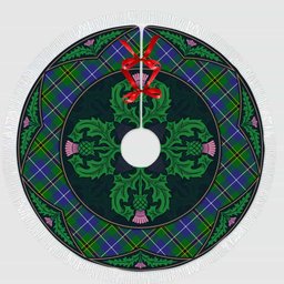 ScotsTee Shop Scottish Turnbull Hunting Clan Scottish Thistle Flower Round Leaf Tartan Christmas Tree Skirt