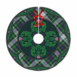 ScotsTee Shop Scottish MacKenzie Dress Modern Clan Scottish Thistle Flower Round Leaf Tartan Christmas Tree Skirt