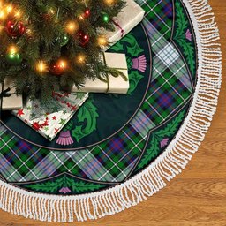 ScotsTee Shop Scottish MacKenzie Dress Modern Clan Scottish Thistle Flower Round Leaf Tartan Christmas Tree Skirt