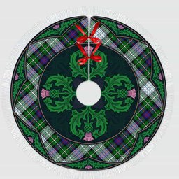 ScotsTee Shop Scottish MacKenzie Dress Modern Clan Scottish Thistle Flower Round Leaf Tartan Christmas Tree Skirt
