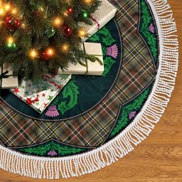 ScotsTee Shop Scottish Scott Green Weathered Clan Scottish Thistle Flower Round Leaf Tartan Christmas Tree Skirt