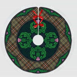 ScotsTee Shop Scottish Scott Green Weathered Clan Scottish Thistle Flower Round Leaf Tartan Christmas Tree Skirt