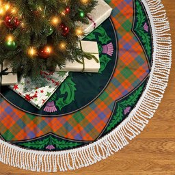 ScotsTee Shop Scottish Ross Ancient Clan Scottish Thistle Flower Round Leaf Tartan Christmas Tree Skirt
