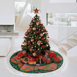 ScotsTee Shop Scottish Ross Ancient Clan Scottish Thistle Flower Round Leaf Tartan Christmas Tree Skirt