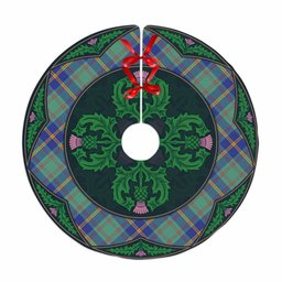 ScotsTee Shop Scottish US Marine Clan Scottish Thistle Flower Round Leaf Tartan Christmas Tree Skirt