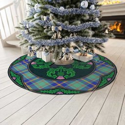 ScotsTee Shop Scottish US Marine Clan Scottish Thistle Flower Round Leaf Tartan Christmas Tree Skirt