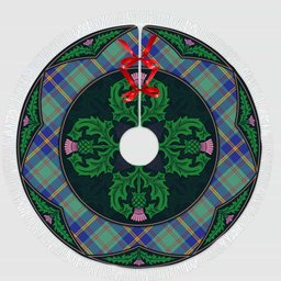 ScotsTee Shop Scottish US Marine Clan Scottish Thistle Flower Round Leaf Tartan Christmas Tree Skirt