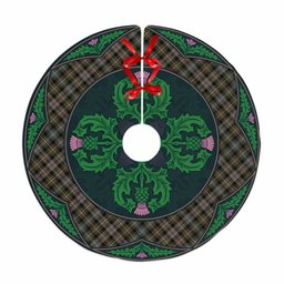 ScotsTee Shop Scottish MacKenzie Weathered Clan Scottish Thistle Flower Round Leaf Tartan Christmas Tree Skirt