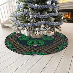 ScotsTee Shop Scottish MacKenzie Weathered Clan Scottish Thistle Flower Round Leaf Tartan Christmas Tree Skirt