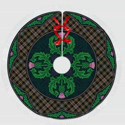 ScotsTee Shop Scottish MacKenzie Weathered Clan Scottish Thistle Flower Round Leaf Tartan Christmas Tree Skirt