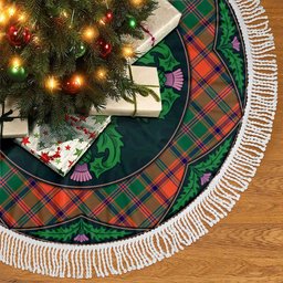 ScotsTee Shop Scottish Stewart of Appin Ancient Clan Scottish Thistle Flower Round Leaf Tartan Christmas Tree Skirt
