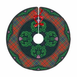 ScotsTee Shop Scottish MacLean of Duart Ancient Clan Scottish Thistle Flower Round Leaf Tartan Christmas Tree Skirt