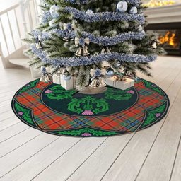 ScotsTee Shop Scottish MacLean of Duart Ancient Clan Scottish Thistle Flower Round Leaf Tartan Christmas Tree Skirt