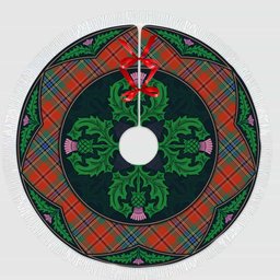 ScotsTee Shop Scottish MacLean of Duart Ancient Clan Scottish Thistle Flower Round Leaf Tartan Christmas Tree Skirt