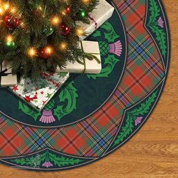 ScotsTee Shop Scottish MacLean of Duart Ancient Clan Scottish Thistle Flower Round Leaf Tartan Christmas Tree Skirt